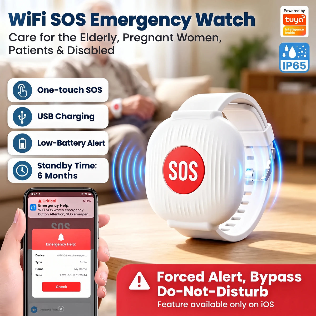 Wireless Emergency Bracelet with SOS Button